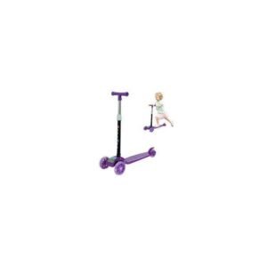 Trottinette pour enfants, 2 roues, pliable, pour filles et garçons, 3 hauteurs réglables, roues lumineuses violette