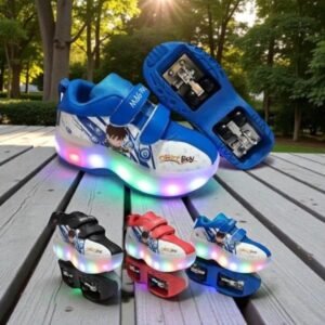 s chaussures sont des baskets à roulettes lumineuses pour enfants