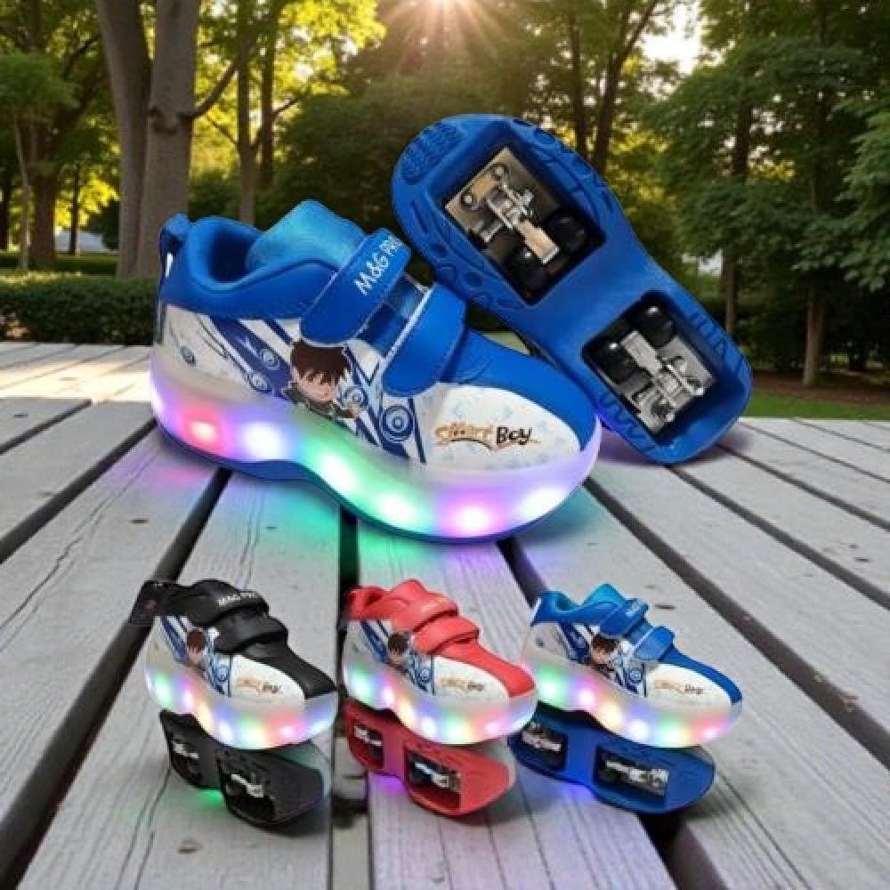 s chaussures sont des baskets à roulettes lumineuses pour enfants