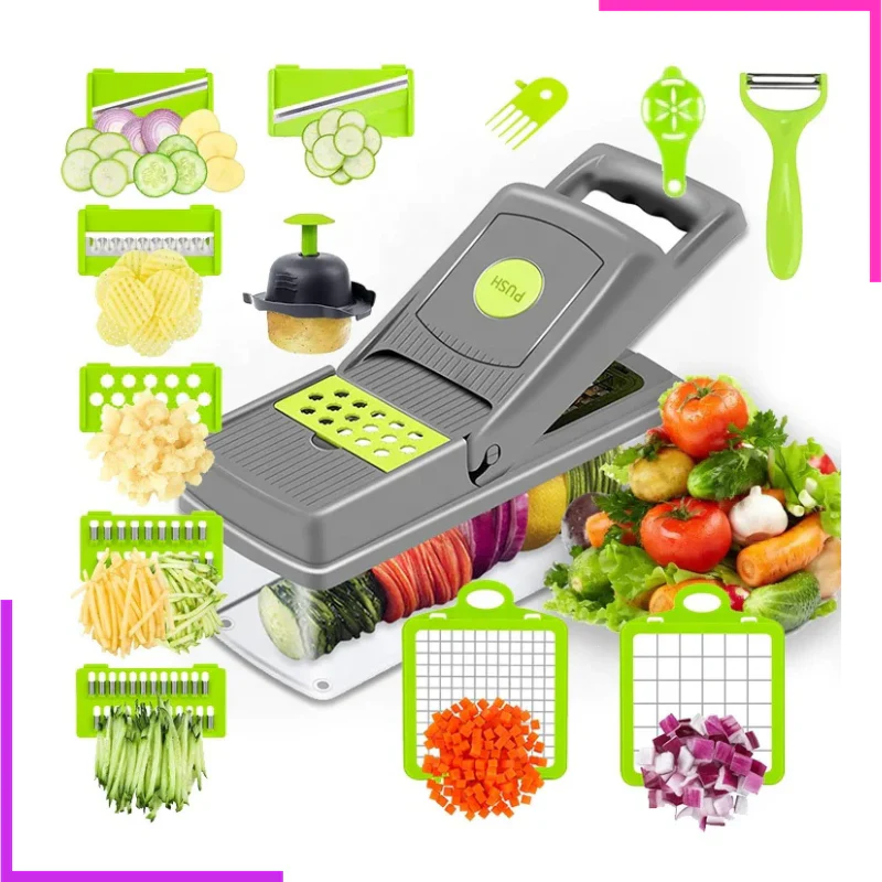 Ensemble Coupe Oignon et légumes, Eplucheur, Râpe Multifonctionnel 12 en 1 – Image 3