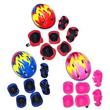 Ensemble d’équipement de protection pour enfant Lot de 7 casques de vélo, genouillères, coudières et protège-poignets en plastique pour enfants