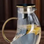 Carafe à jus de thé glacé boisson 1,6 l avec poignée et couvercle en acier inoxydable