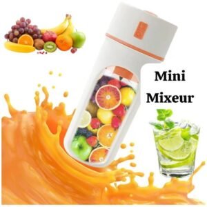 mini blender portable, souvent appelé mixeur ou gourde mixeur, conçu pour préparer des smoothies ou des jus individuels.