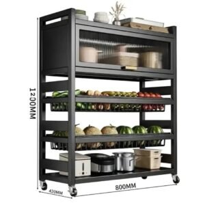 étagère de rangement de cuisine noire