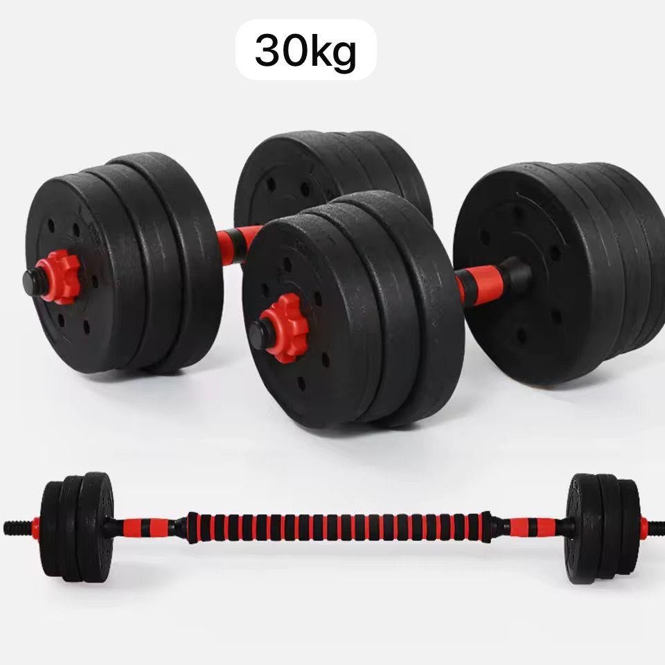 kit d'haltères de 30 kg comprend des disques noirs et des barres – Image 2
