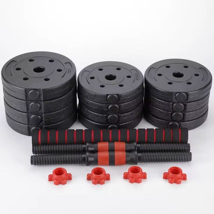 kit d'haltères de 30 kg comprend des disques noirs et des barres – Image 3